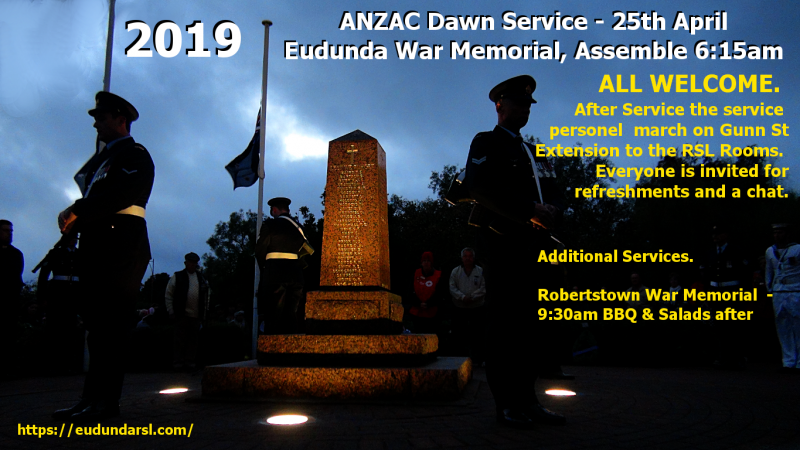 ANZAC Dawn Service Flier - Eudunda 2019