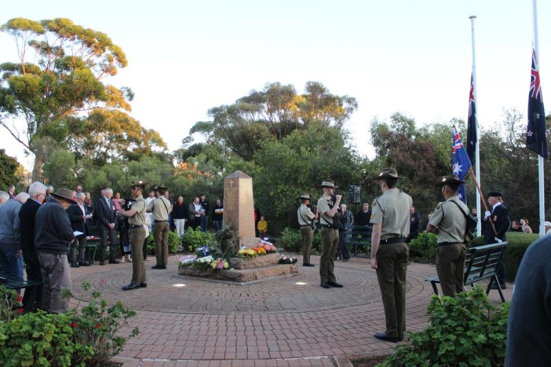 ANZAC Dawn Service at Eudunda was attended by Soldiers from the 7th Battalion RAR, Charlie Company - the Catafalque Party view from South Path