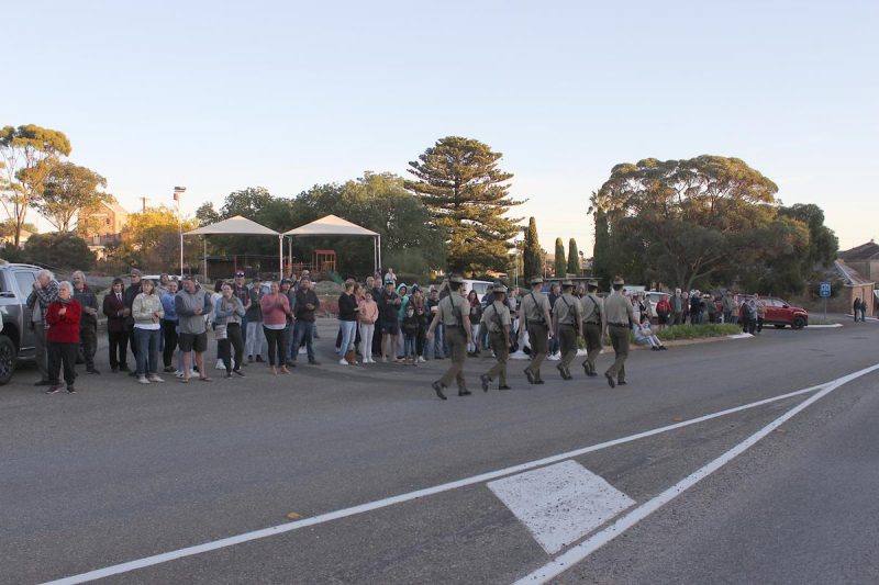 ANZAC march after the service at Eudunda - 7th Battalion RAR, Charlie Company