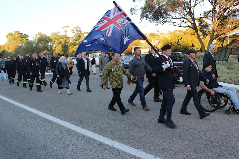ANZAC march after the service at Eudunda - Eudunda Members