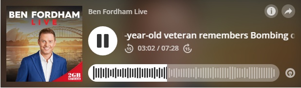 Ben Fordham talking to the last surviving bombardier to have served during the Bombing of Darwin is 101-year-old Brian Winspear.