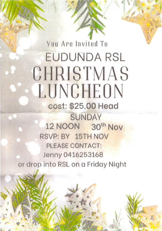 Eudunda RSL Christmas Lunch 30th Nov 2025a