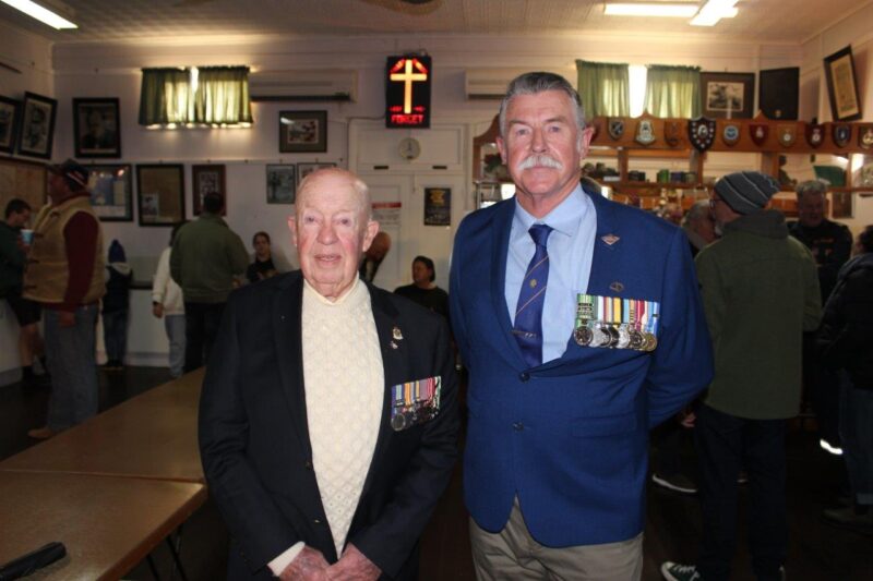 L-R John Stephens, Brian Kirby on ANZAC Day 2024