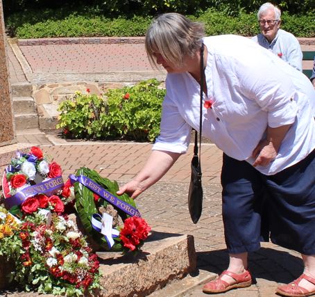Mary Morris Lays a Wreath at Remembrance Day