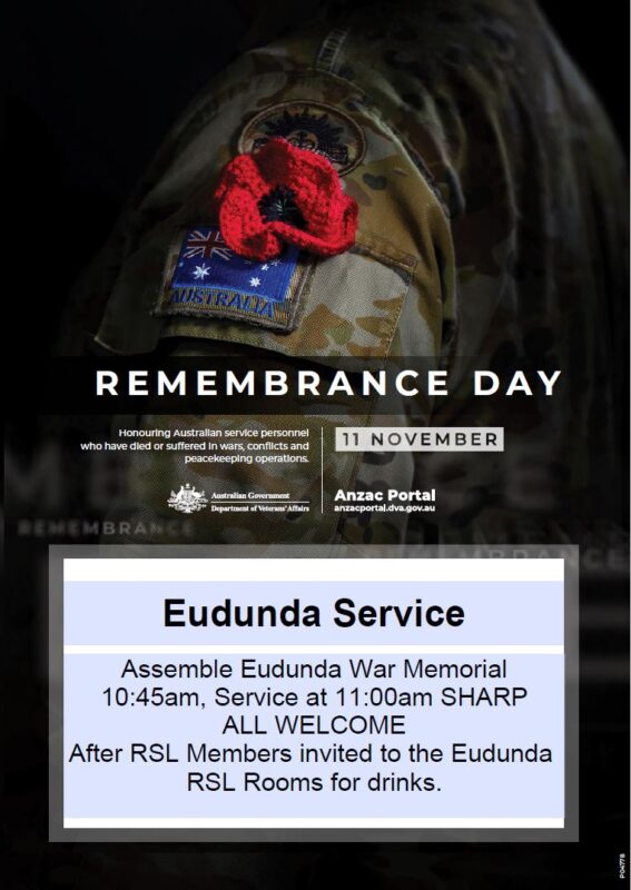 Remembrance Day Monday 11th Nov 2024